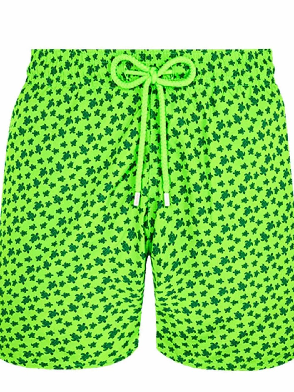 Vilebrequin Lime Green Swim Trunks with Dark Green Turtle Motif